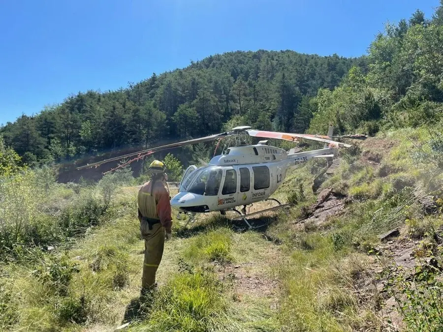 Accidente leve del helic&oacute;ptero de extinci&oacute;n de incendios de Bolta&ntilde;a (Huesca).