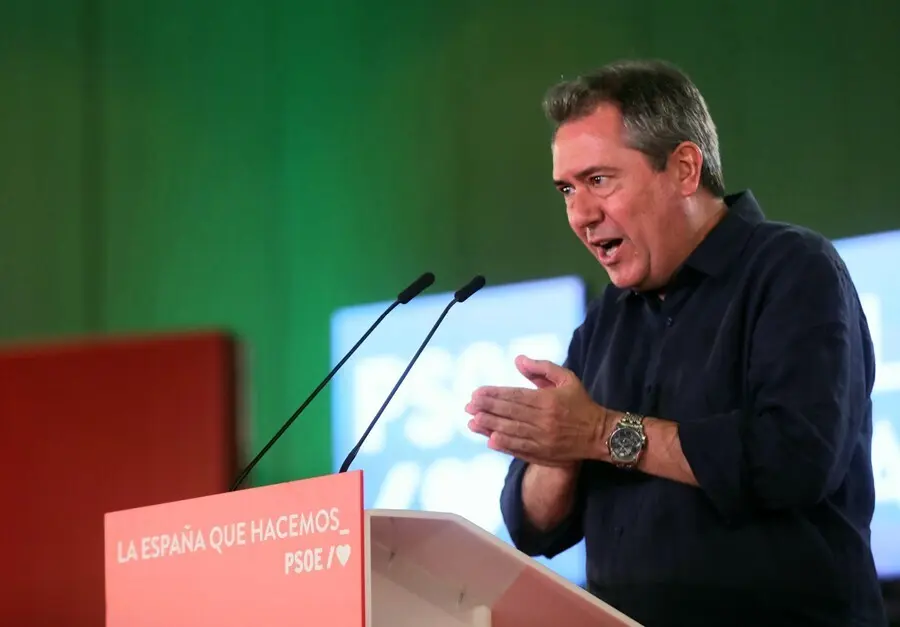 El candidato del PSOE-A a la Junta de Andaluc&iacute;a, Juan Espadas, interviene en un acto en Sevilla con el secretario general del PSOE, Pedro S&aacute;nchez.