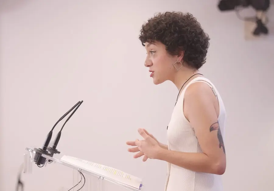 La portavoz parlamentaria de Unidas Podemos, Aina Vidal, ofrece una rueda de prensa en el Congreso de los Diputados, a 20 de julio de 2021, en Madrid (Espa&ntilde;a).
