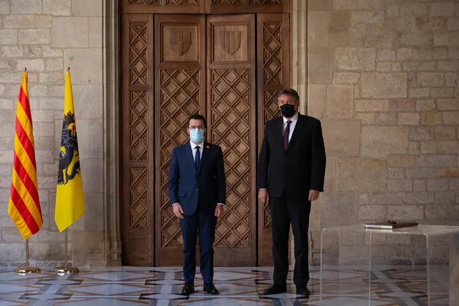 El presidente de la Generalitat, Pere Aragon&egrave;s, y el presidente de Flandes, Jan Jambon