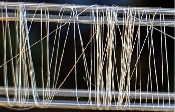 Fibra amiloide polim&eacute;rica hilada.