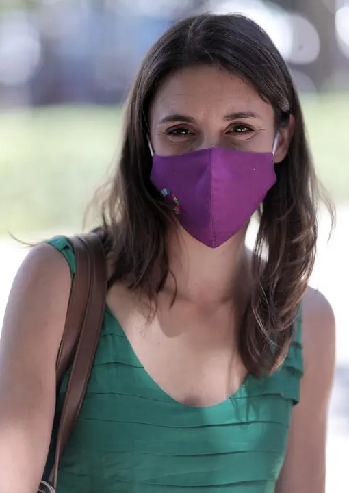 La ministra de Igualdad, Irene Montero, a su llegada a la exposici&oacute;n 'Emilia Pardo Baz&aacute;n. El reto de la modernidad', en la Biblioteca Nacional de Espa&ntilde;a, a 8 de julio de 2021, en Madrid (Espa&ntilde;a). La exposici&oacute;n recorre la vida y obra de la figura de Emilia
