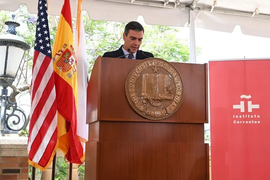 El presidente del Gobierno, Pedro S&aacute;nchez, en la UCLA