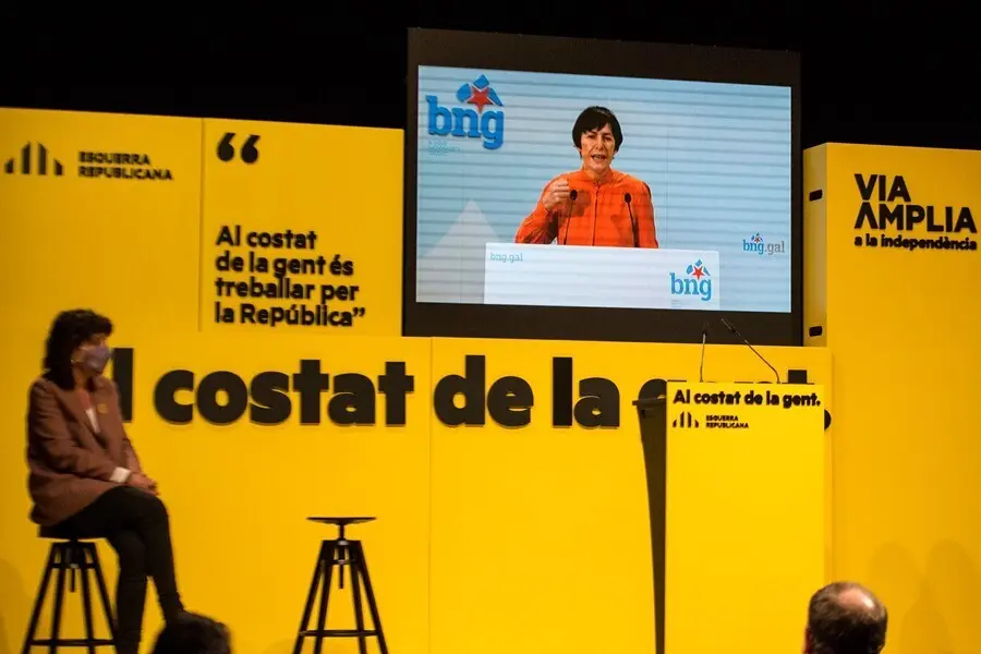 Archivo - La portavoz nacional del BNG, Ana Pont&oacute;n interviene por videoconferencia durante un acto central de campa&ntilde;a electoral en Girona, Catalu&ntilde;a (Espa&ntilde;a), a 7 de febrero de 2021.