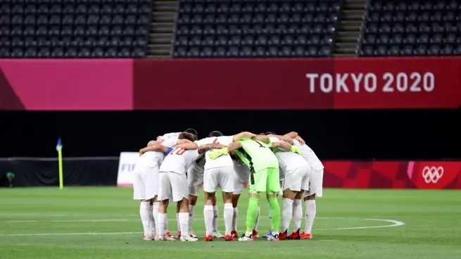 La selecci&oacute;n espa&ntilde;ola, antes del debut en los Juegos ante Egipto. (Getty)
