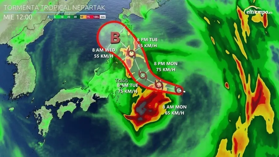 La tormenta tropical Nepartak