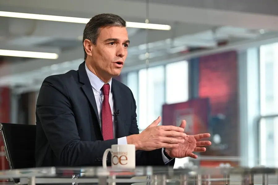 El presidente del Gobierno, Pedro S&aacute;nchez, durante la entrevista en el programa 'Morning Joe', en MSNBC.