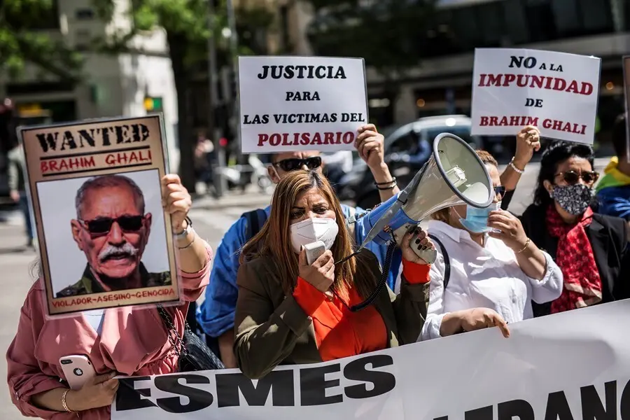 Archivo - Protesta contra el l&iacute;der del Frente Polisario, Brahim Ghali, en la Audiencia Nacional.