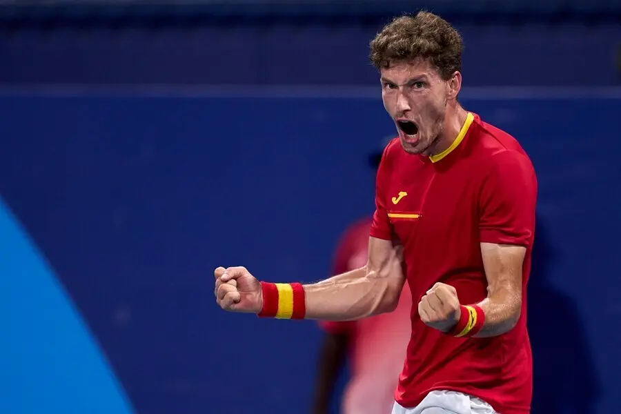 El tenista espa&ntilde;ol Pablo Carre&ntilde;o celebra un triunfo en los Juegos Ol&iacute;mpicos de Tokyo 2020.