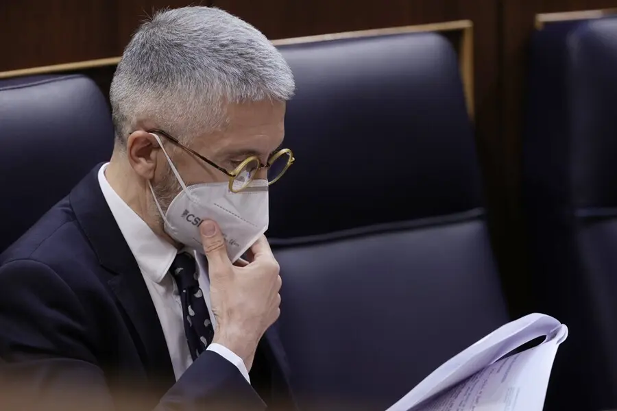 Archivo - El ministro del Interior, Fernando Grande-Marlaska, en una sesi&oacute;n de control al Gobierno en el Congreso de los Diputados