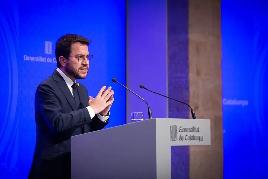 El presidente de la Generalitat, Pere Aragon&egrave;s, ofrece una rueda de prensa tras una reuni&oacute;n del Consejo Ejecutivo de la Generalitat, a 3 de agosto de 2021, en Barcelona, Catalu&ntilde;a, (Espa&ntilde;a). Esta comparecencia se produce un d&iacute;a despu&eacute;s de que el Gobierno d
