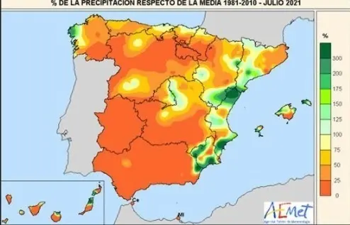 Balance clim&aacute;tico de julio de 2021 de AEMET