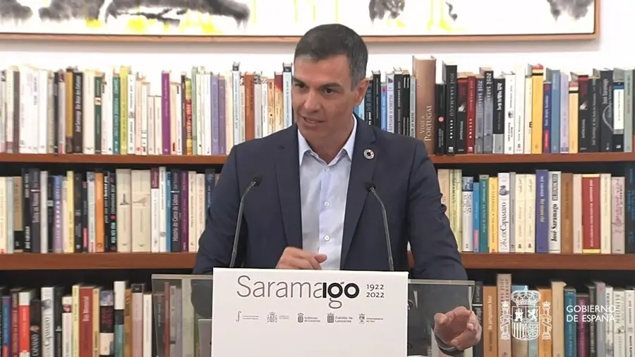 El presidente Pedro S&aacute;nchez, en el acto del centenario de Jos&eacute; de Saramago