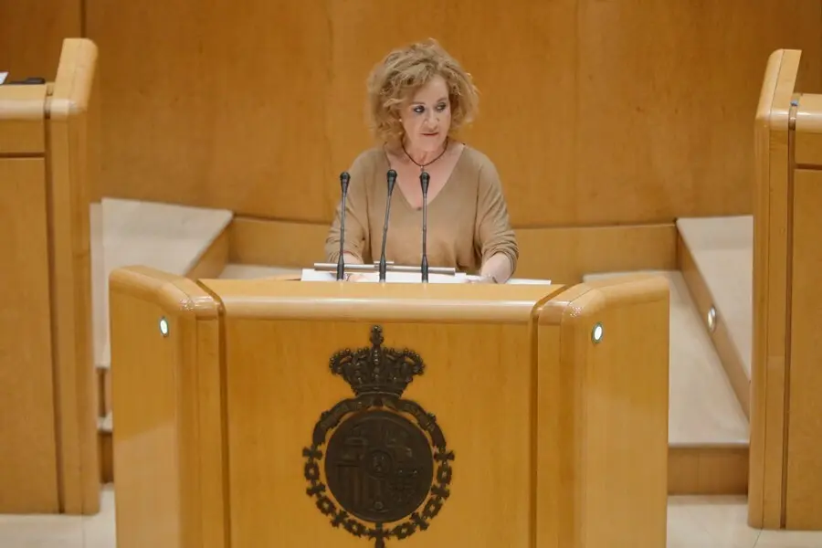 Archivo - La senadora de Vox Yolanda Merelo, en una sesi&oacute;n plenaria en la C&aacute;mara Alta.