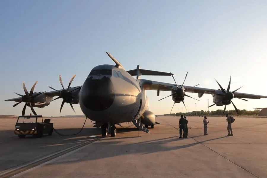 El avi&oacute;n A400M de las Fuerzas Armadas que participa en la evacuaci&oacute;n de espa&ntilde;oles de Afganist&aacute;n