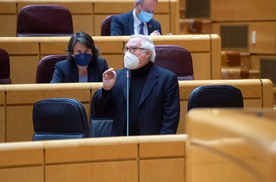 Archivo - El ministro de Universidades, Manuel Castells, durante una sesi&oacute;n de control al Gobierno en el Senado.