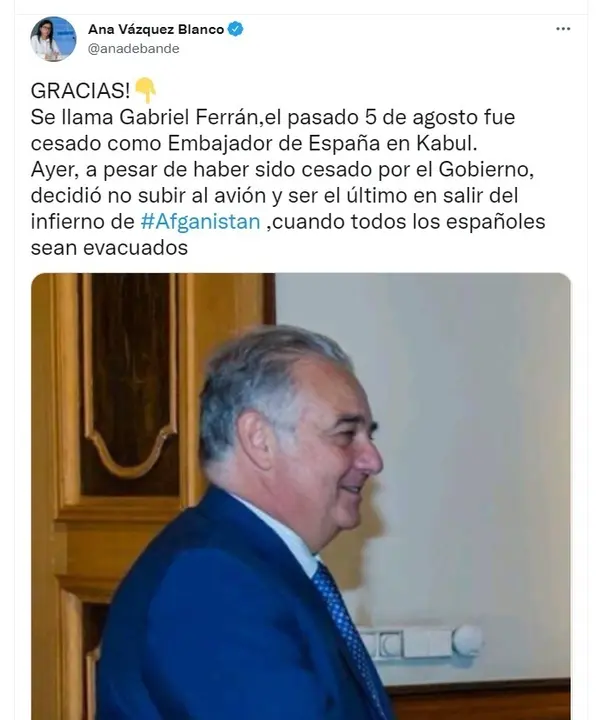 La diputada Ana V&aacute;zquez, elogiando al embajador Gabriel Ferr&aacute;n