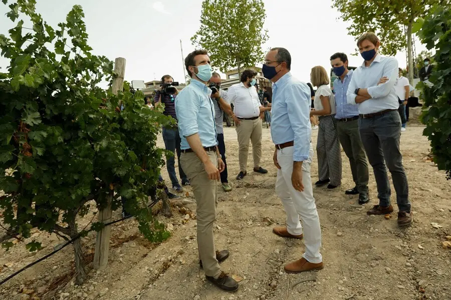 EL PRESIDENTE DEL PARTIDO POPULAR PABLO CASADO HA VISITADO LAS BODEGAS HIJOS DE JUAN GIL EN LA LOCALIDAD MURCIANA DE JUMILLA ACOMPA&Ntilde;ADO POR EL SECRETARIO GENERAL DEL PP TEODORO GARCIA EGEA Y EL PRESIDENTE DE LA REGION DE MURCIA FERNANDO L&Oacute;PEZ MIRAS
