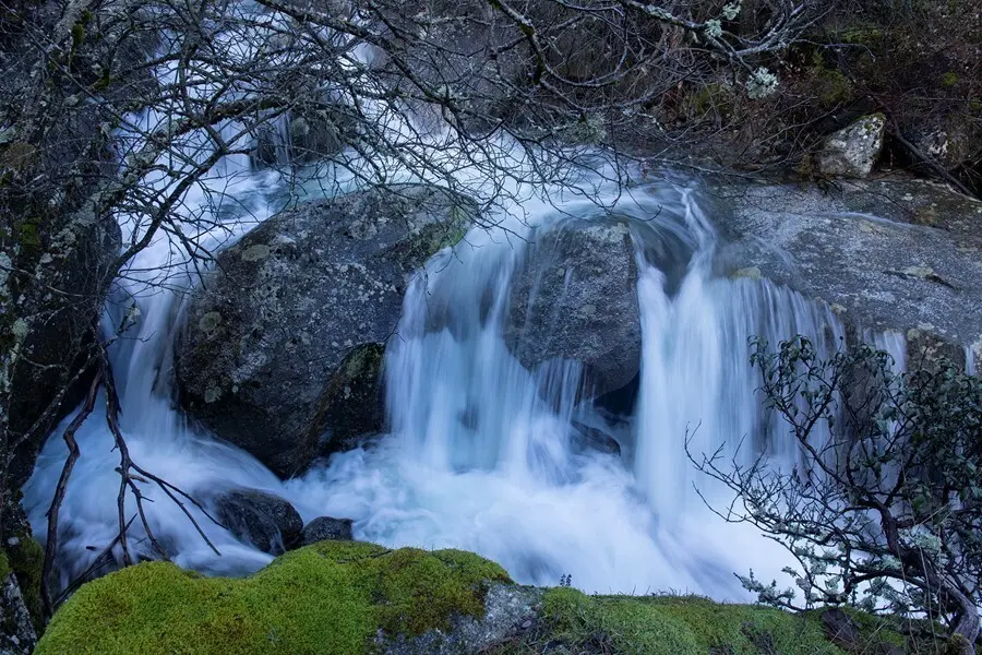 Archivo - Un detalle de un tramo en la cuenca alta del R&iacute;o Manzanares, en la Sierra de Guadarrama, Madrid (Espa&ntilde;a), a 8 de febrero de 2021.