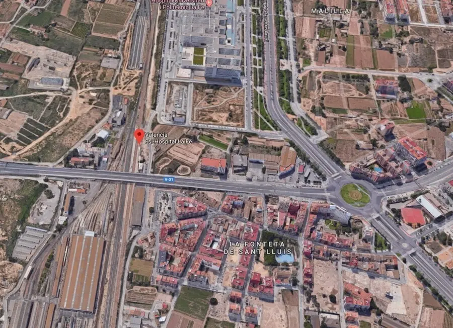 Archivo - Localizaci&oacute; de la estaci&oacute;n de Val&egrave;ncia-Font de Sant Llu&iacute;s/Valencia-Fuente de San Luis