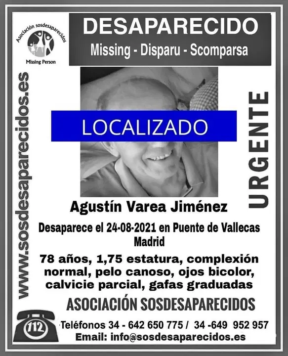 Localizado un hombre de 78 a&ntilde;os desaparecido el martes en Puente de Vallecas