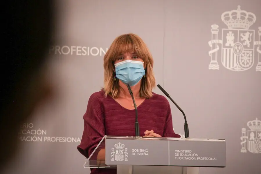 La ministra de Educaci&oacute;n y Formaci&oacute;n Profesional, Pilar Alegr&iacute;a, en la rueda de prensa tras presidir la Conferencia Sectorial de Educaci&oacute;n del 25 de agosto de 2021