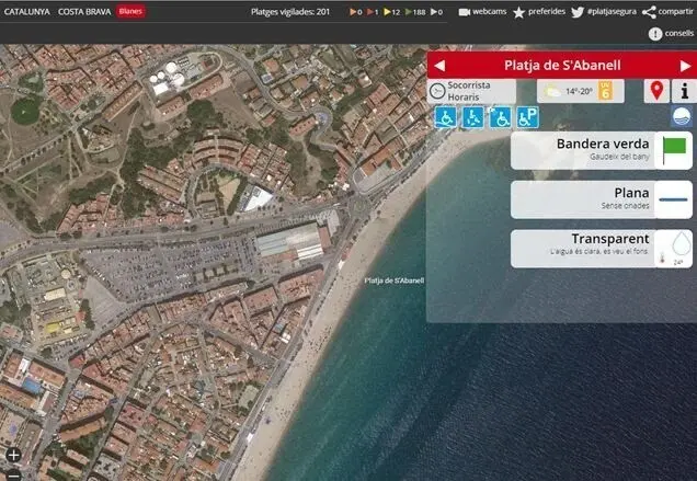 Mapa de la playa de Blanes (Girona)