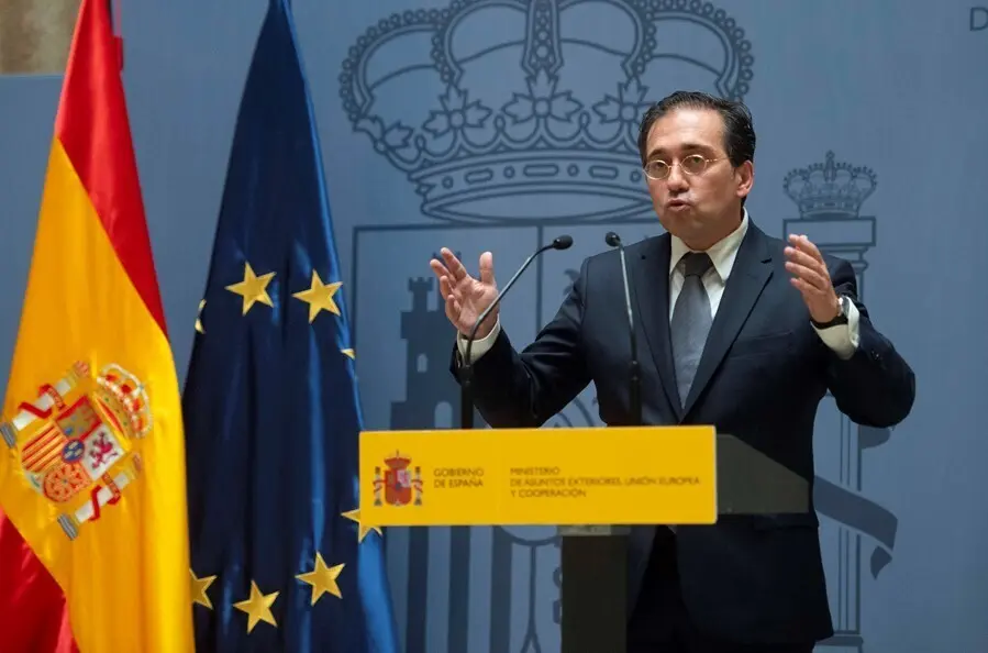 El ministro de Asuntos Exteriores, Uni&oacute;n Europea y Cooperaci&oacute;n, Jos&eacute; Manuel Albares, durante el acto por el que el nuevo subsecretario del Ministerio ha tomado posesi&oacute;n del cargo, a 29 de julio de 2021, en Madrid (Espa&ntilde;a). 