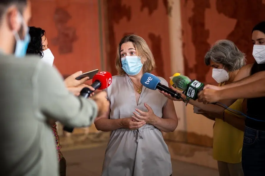 La consejera de Cultura, Turismo y Deporte de la Comunidad de Madrid, Marta Rivera de la Cruz, ofrece declaraciones a los medios.