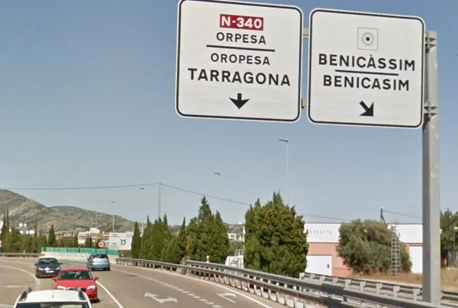 Carretera N-340 a su paso por Benic&agrave;ssim (Castell&oacute;n)
