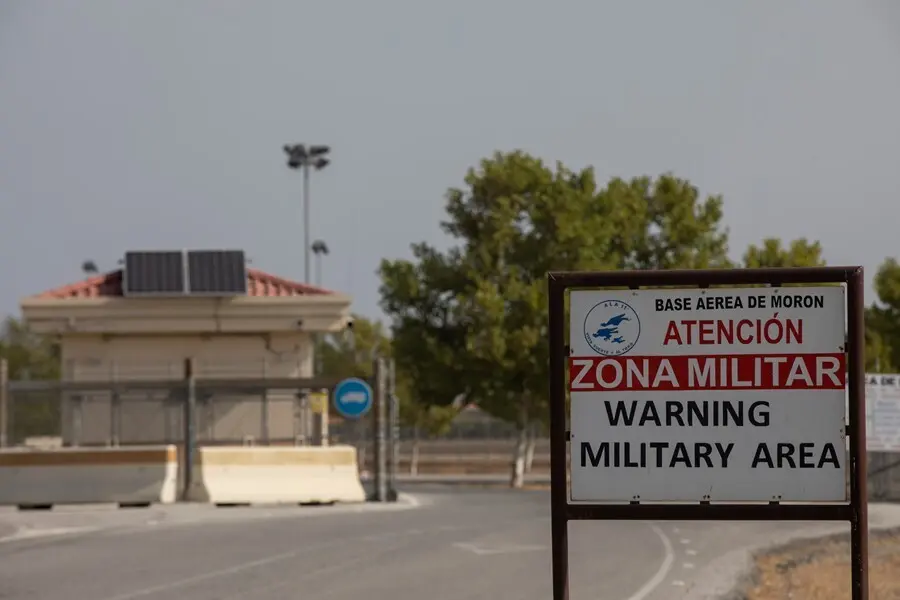 Exterior de la base militar de Mor&oacute;n. A 23 de agosto de 2021. En Sevilla (Andalucia, Espa&ntilde;a). 