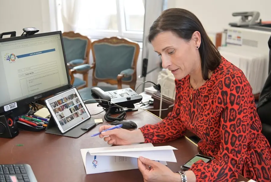 Archivo - La alcaldesa de Santander, Gema Igual, en la videoconferencia