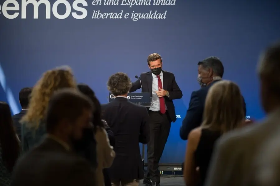 El l&iacute;der del PP, Pablo Casado, en un acto en Barcelona