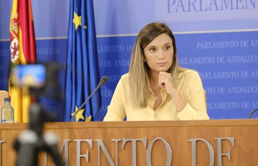 Archivo - La portavoz adjunta del PSOE-A en el Parlamento andaluz, Mar&iacute;a M&aacute;rquez, en rueda de prensa.