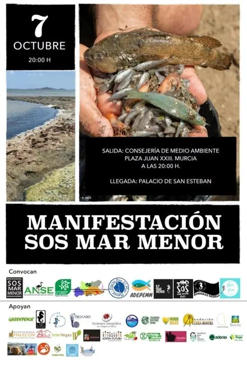 Varias organizaciones, en lucha por el mal estado del Mar Menor, convocan una gran manifestaci&oacute;n en Murcia para el 7 de octubre