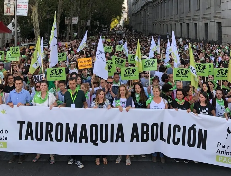 Archivo - Manifestaci&oacute;n contra la tauromaquia y las becerradas en Madrid