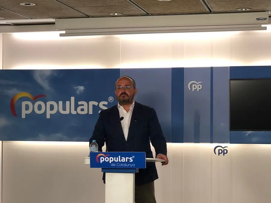 El presidente del PP catal&aacute;n, Alejandro Fern&aacute;ndez, en rueda de prensa el jueves 2 de septiembre de 2021 en Barcelona.