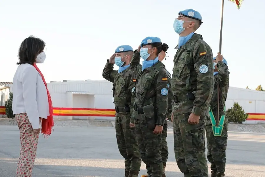 Archivo - La ministra de Defensa visita a las tropas espa&ntilde;olas desplegadas en el L&iacute;bano cuando se cumplen 15 a&ntilde;os de misi&oacute;n.