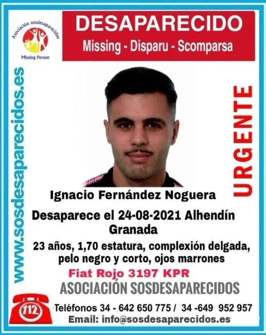 Cartel en el que alertan de la desaparici&oacute;n de un vecino de Alhend&iacute;n