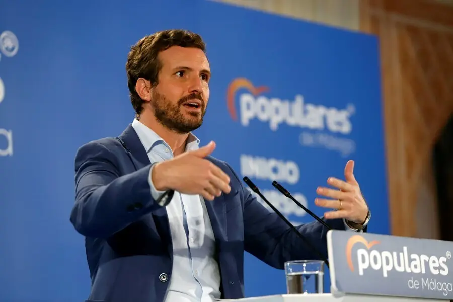 El presidente del PP, Pablo Casado, en el acto de inicio de curso pol&iacute;tico del PP andaluz este viernes en Alhaur&iacute;n el Grande (M&aacute;laga)