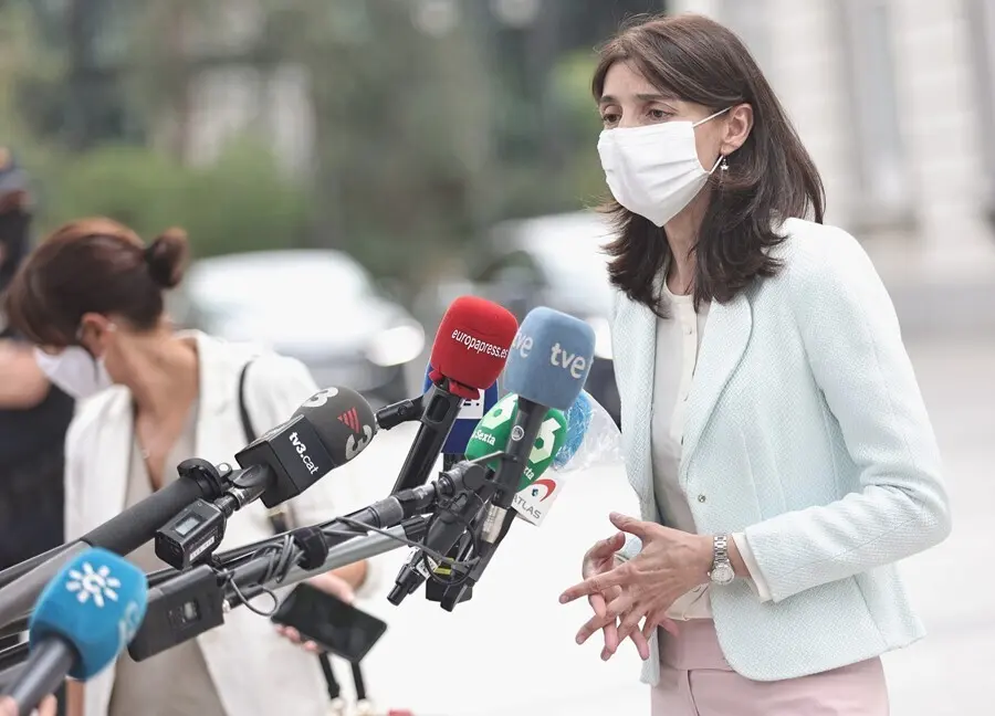 La ministra de Justicia, Pilar Llop, ofrece declaraciones a los medios de comunicaci&oacute;n a la salida del Tribunal Supremo, donde hoy se ha celebrado la apertura del A&ntilde;o Judicial 2020-2021, a 6 de septiembre de 2021, en Madrid (Espa&ntilde;a). La ceremonia de inaug