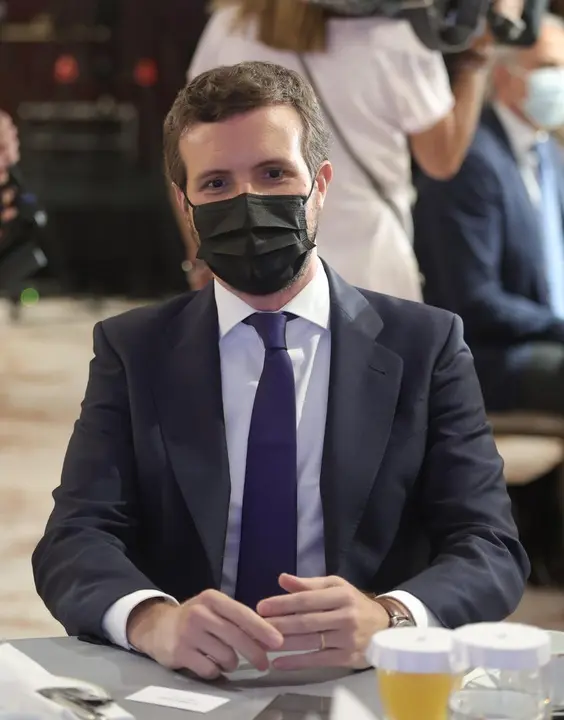 El presidente del Partido Popular, Pablo Casado, durante un desayuno informativo del F&oacute;rum Europa, organizado por Nueva Econom&iacute;a F&oacute;rum,tido en Madrid.