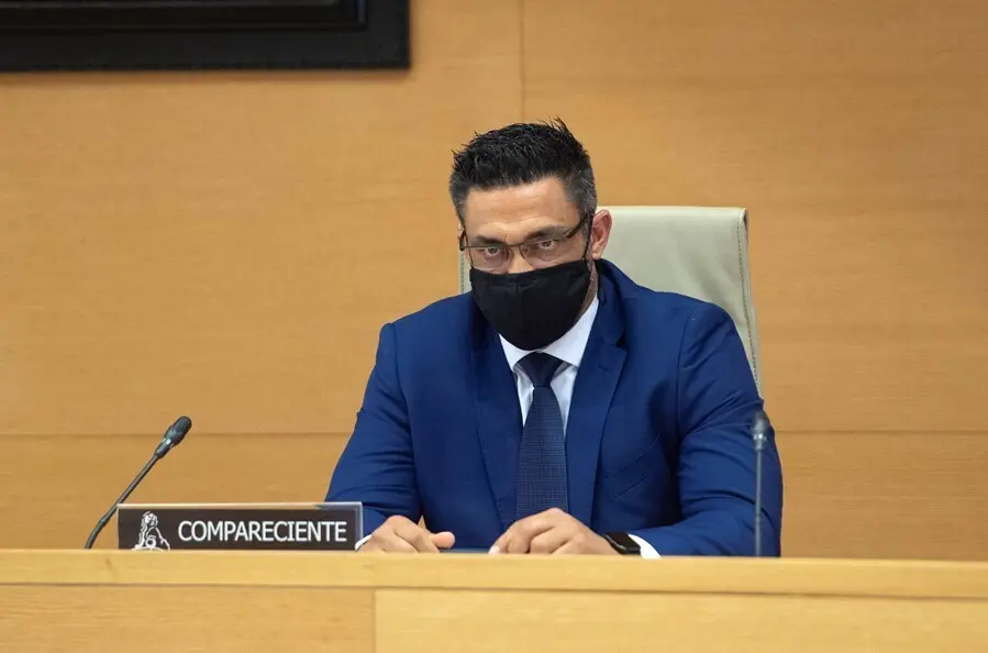 Archivo - El que fuera ch&oacute;fer del extesorero del PP Luis B&aacute;rcenas&rsquo;, Sergio R&iacute;os, en la Comisi&oacute;n de Investigaci&oacute;n sobre la utilizaci&oacute;n de medios de Interior para favorecer al PP y anular pruebas en casos de corrupci&oacute;n, a 20 de mayo de 2021, en la Sala Prim