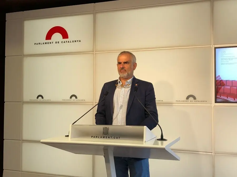 El l&iacute;der de Cs en Catalunya, Carlos Carrizosa, en rueda de prensa en el Parlament el 7 de septiembre de 2021.