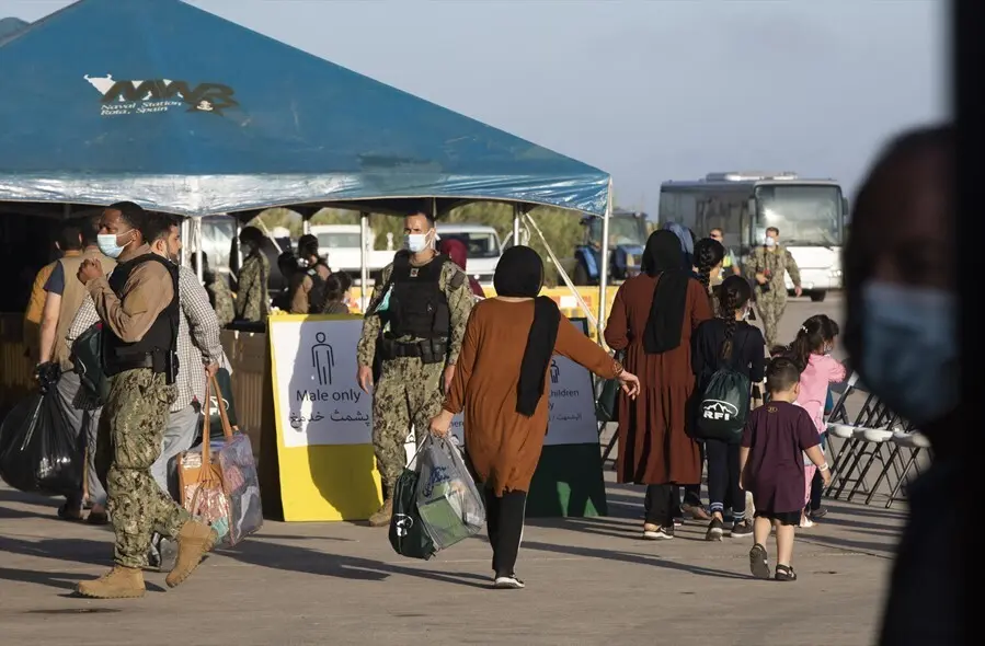 Dispositivo de atenci&oacute;n a los evacuados de procedentes de Afganist&aacute;n por parte de EEUU en el marco de la operaci&oacute;n ' Allies Refuge', en la Base Naval de Rota. A 31 de agosto de 2021, en Rota (C&aacute;diz, Andaluc&iacute;a, Espa&ntilde;a).