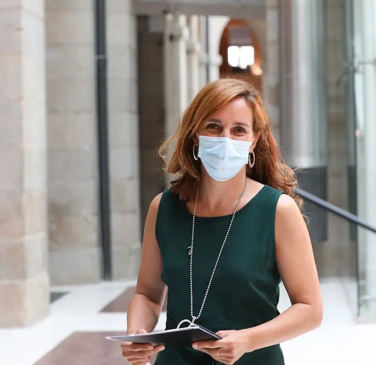 La portavoz de M&aacute;s Madrid en la Asamblea, M&oacute;nica Garc&iacute;a, en la sede del Gobierno regional.