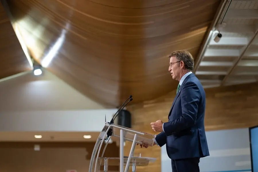 El titular del Gobierno gallego, Alberto N&uacute;&ntilde;ez Feij&oacute;o, en la rueda de prensa posterior al Consello de la Xunta del 9 de septiembre de 2021