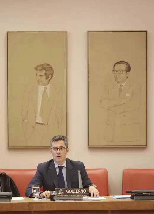 El ministro de la Presidencia, Relaciones con las Cortes y Memoria Democr&aacute;tica, F&eacute;lix Bola&ntilde;os, comparece en la Comisi&oacute;n Constitucional en el Congreso de los Diputados, a 9 de septiembre de 2021, en Madrid (Espa&ntilde;a)