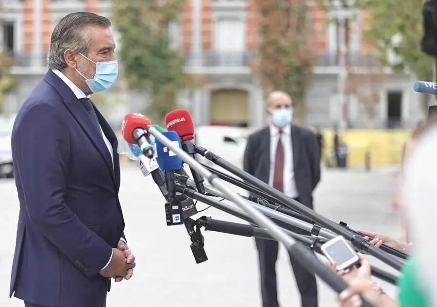 El consejero de Presidencia, Justicia e Interior, Enrique L&oacute;pez, ofrece declaraciones a los medios de comunicaci&oacute;n. En Madrid, a 6 de septiembre de 2021, en Madrid (Espa&ntilde;a). 