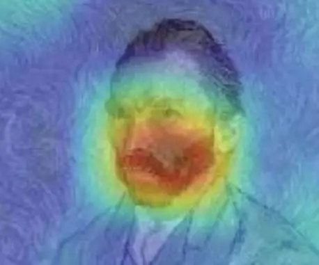 Este mapa de prominencia visualiza los p&iacute;xeles importantes que utiliz&oacute; el modelo para predecir el estilo art&iacute;stico posimpresionista de Van Gogh.